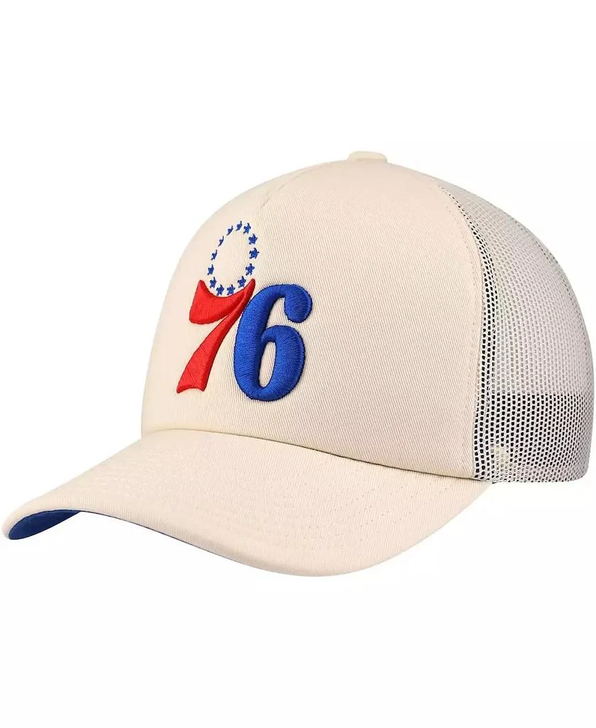 Mitchell & Ness Men's Cream Philadelphia 76ers Trucker Adjustable Hat 1