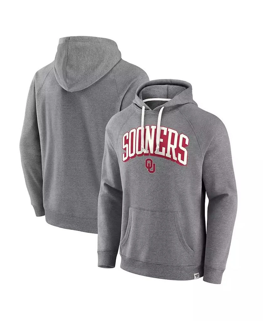 Fanatics Men
s Heather Gray Oklahoma Sooners True Classics On Deck Raglan Fleece Pullover Hoodie 1