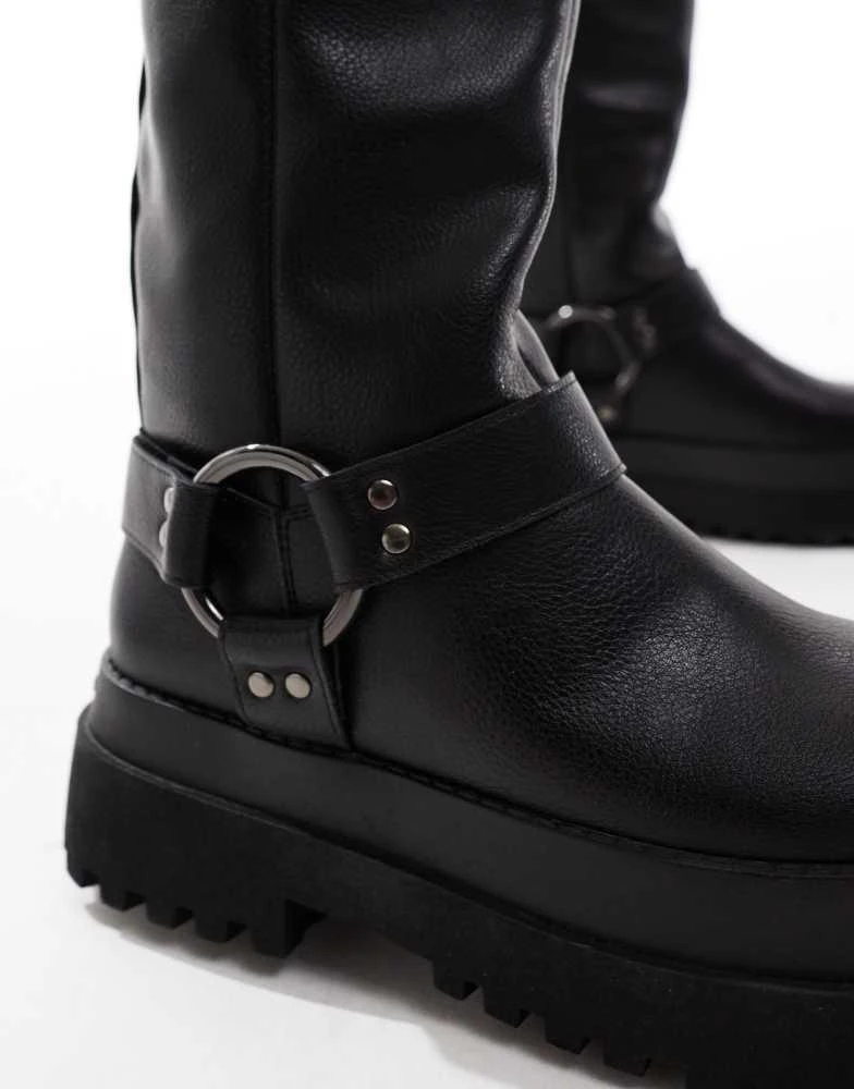 Buffalo Buffalo tall biker boot in black 2