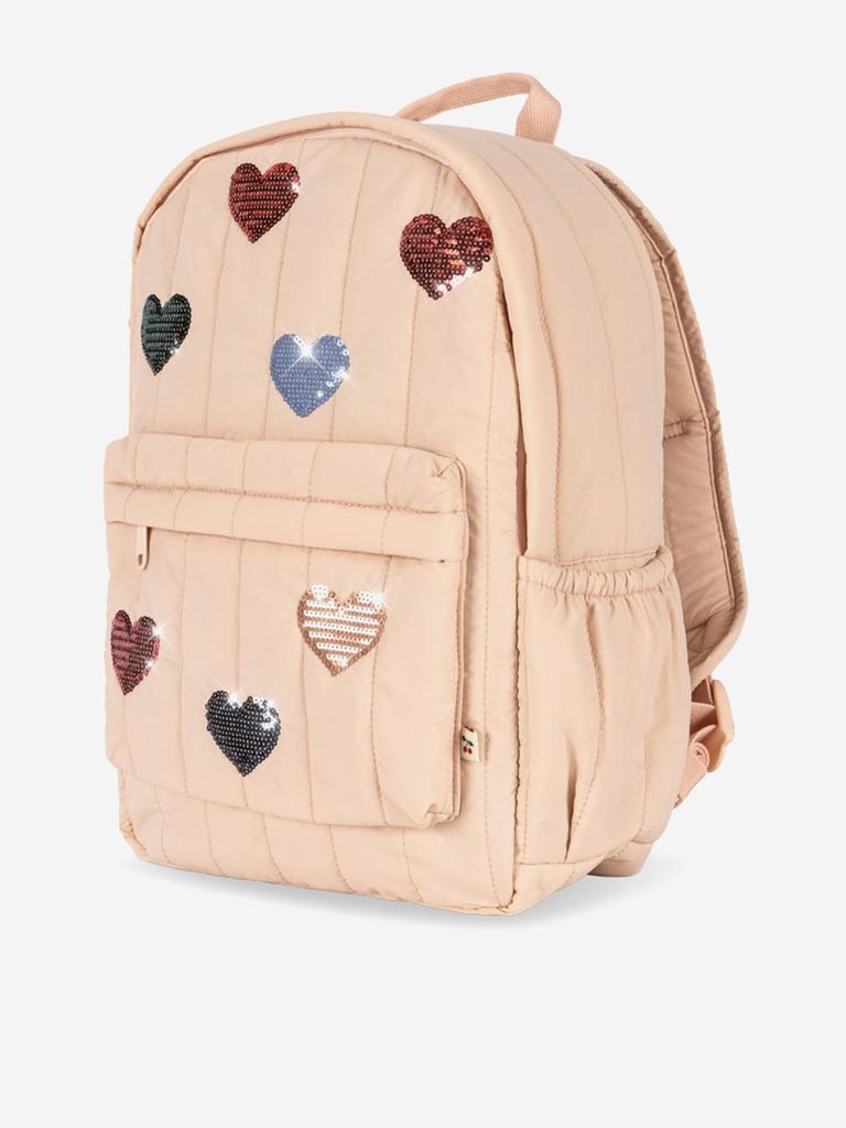 Konges Slojd Girls Juno Quilted Sequin Heart Backpack in Pink (34cm)