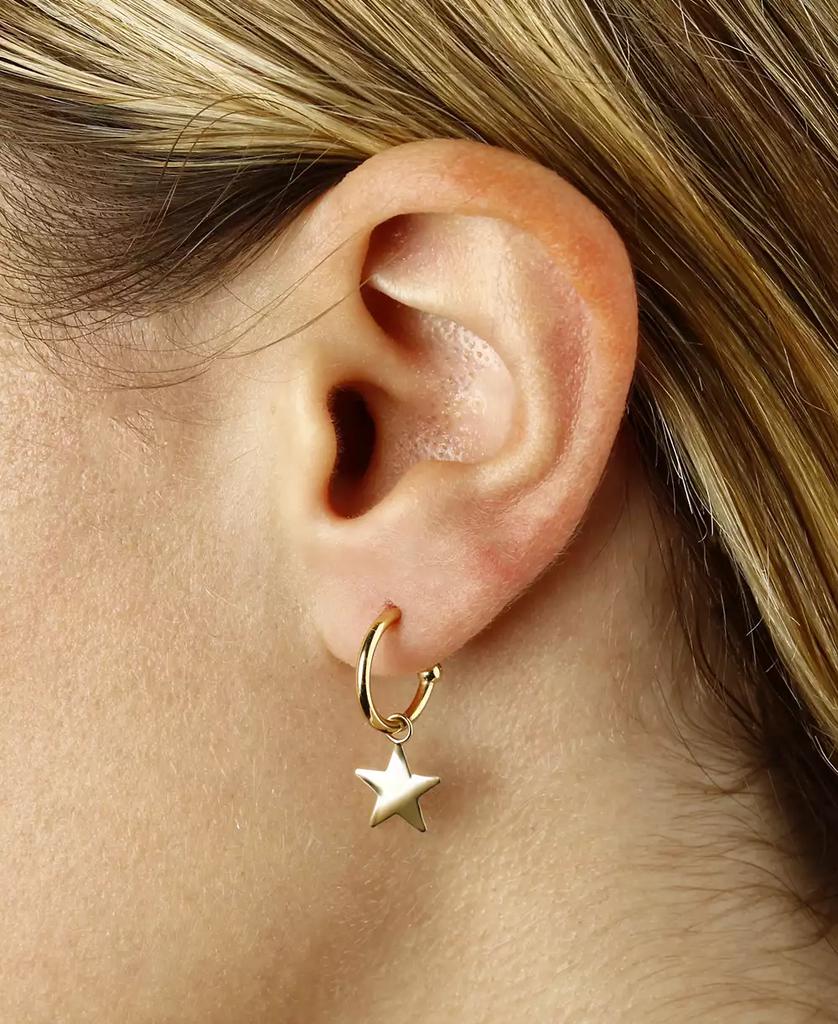 Macy's Dangle Star Hoop Earrings in 14k Yellow Gold