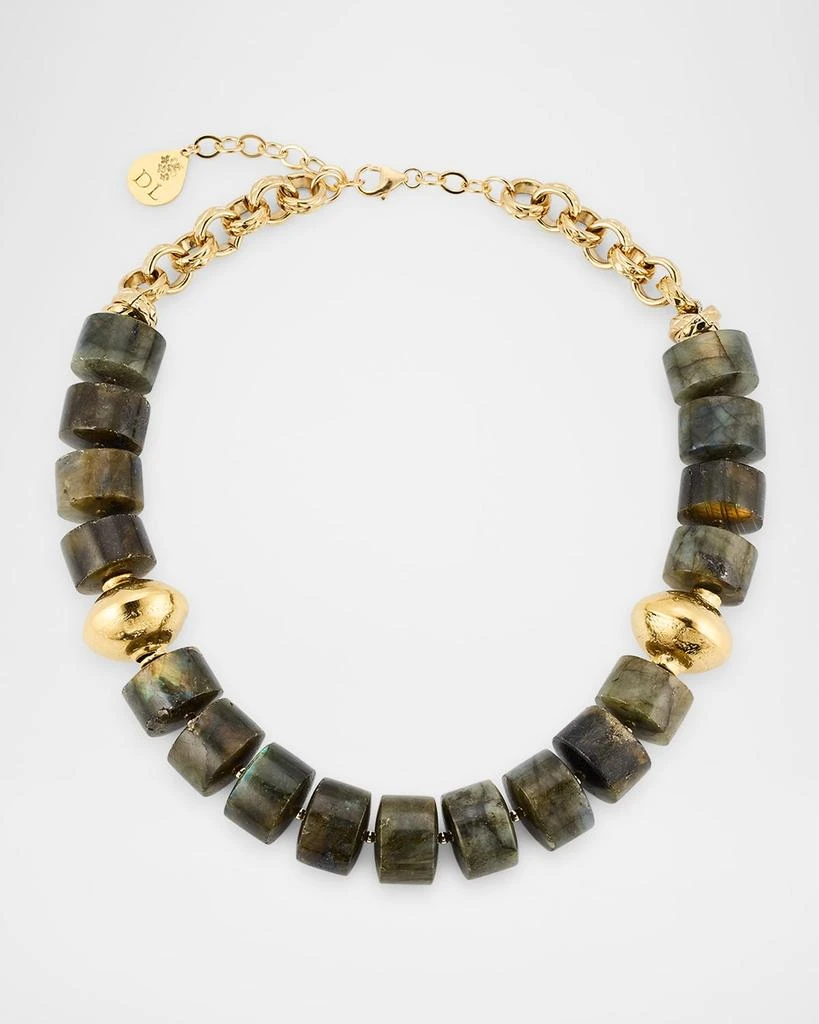 Devon Leigh Labradorite and Gold Accent Beaded Choker Necklace 1