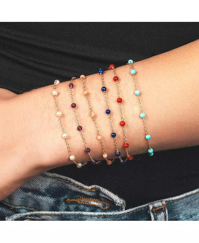 The Lovery Coral Bead Chain Bracelet 14K Gold 3