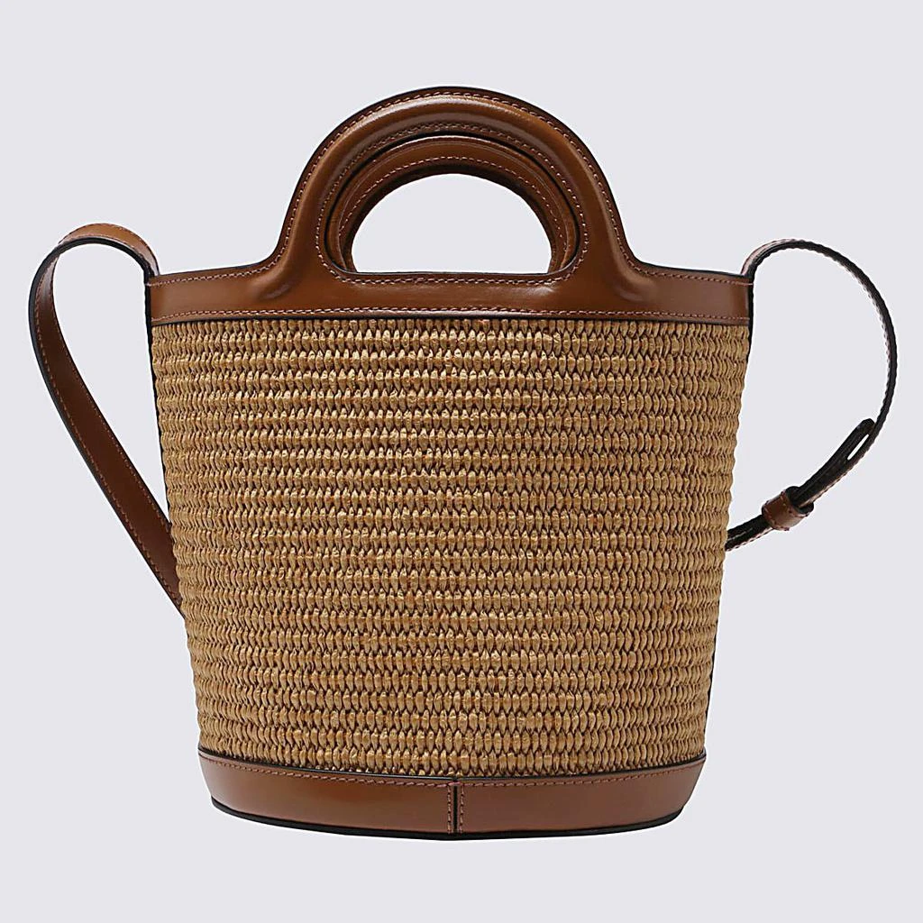 Marni Marni Brown Raffia And Leather Tropicalia Mini Bucket Bag 2