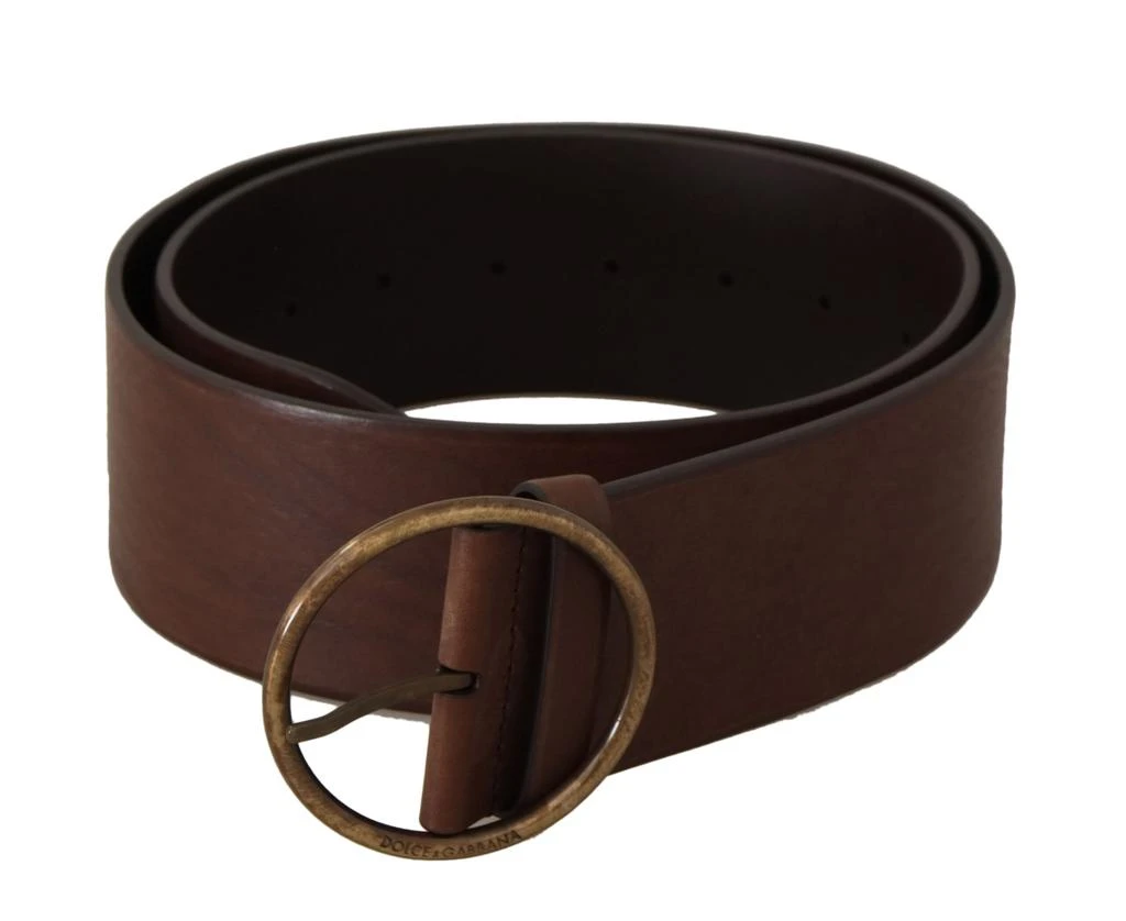 Dolce 
Gabbana Leather Wide Waist Logo Metal Round Buckle Women
s Belt