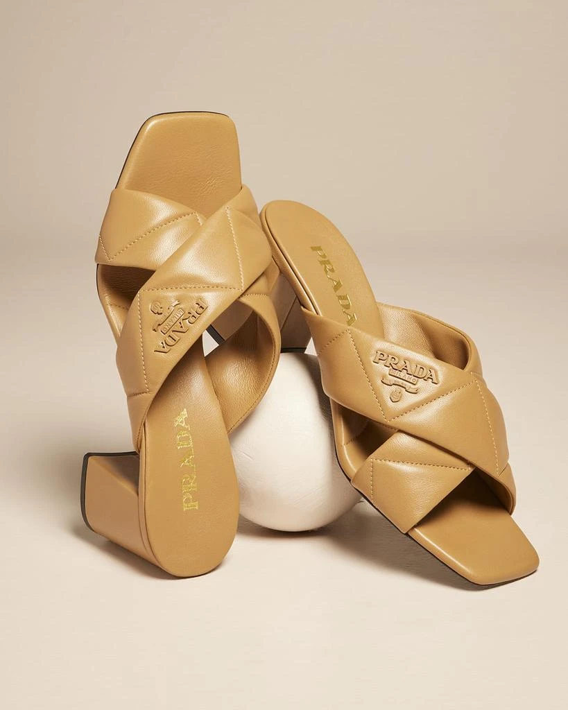 Prada Quilted Lambskin Crisscross Slide Sandals 5