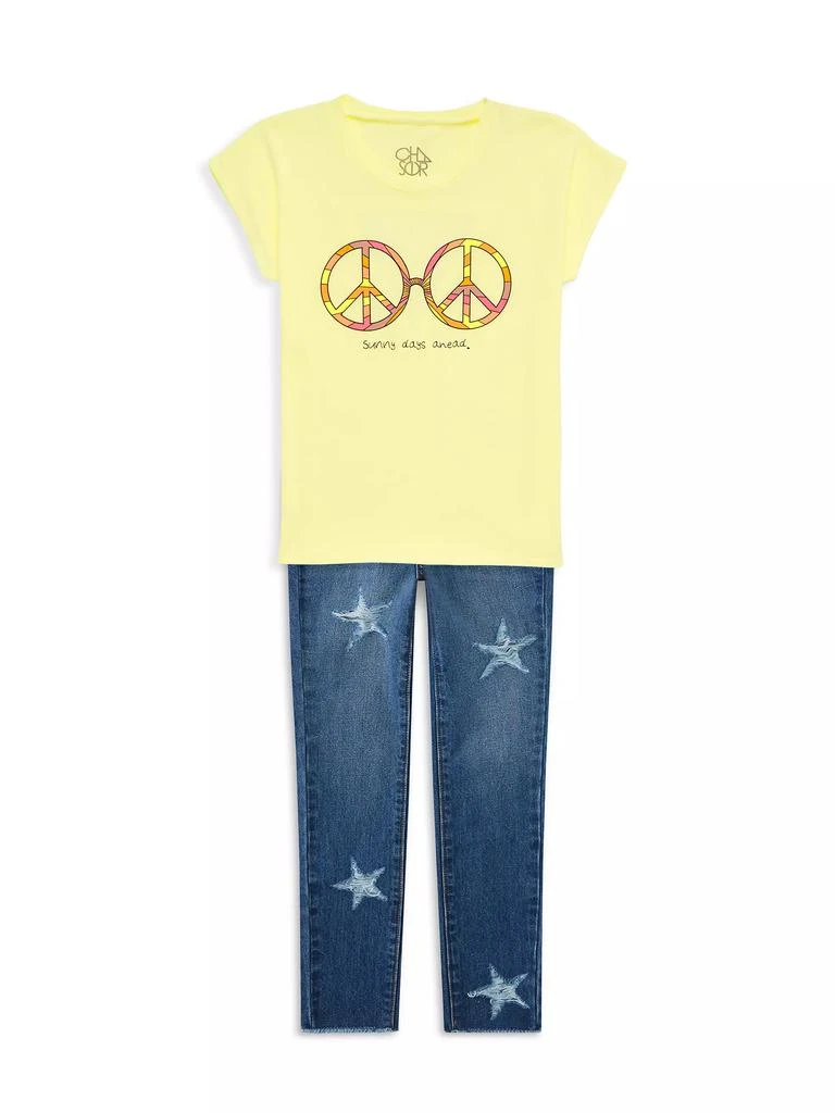 Chaser Little Girl's Peace Vintage Jersey T-Shirt 2