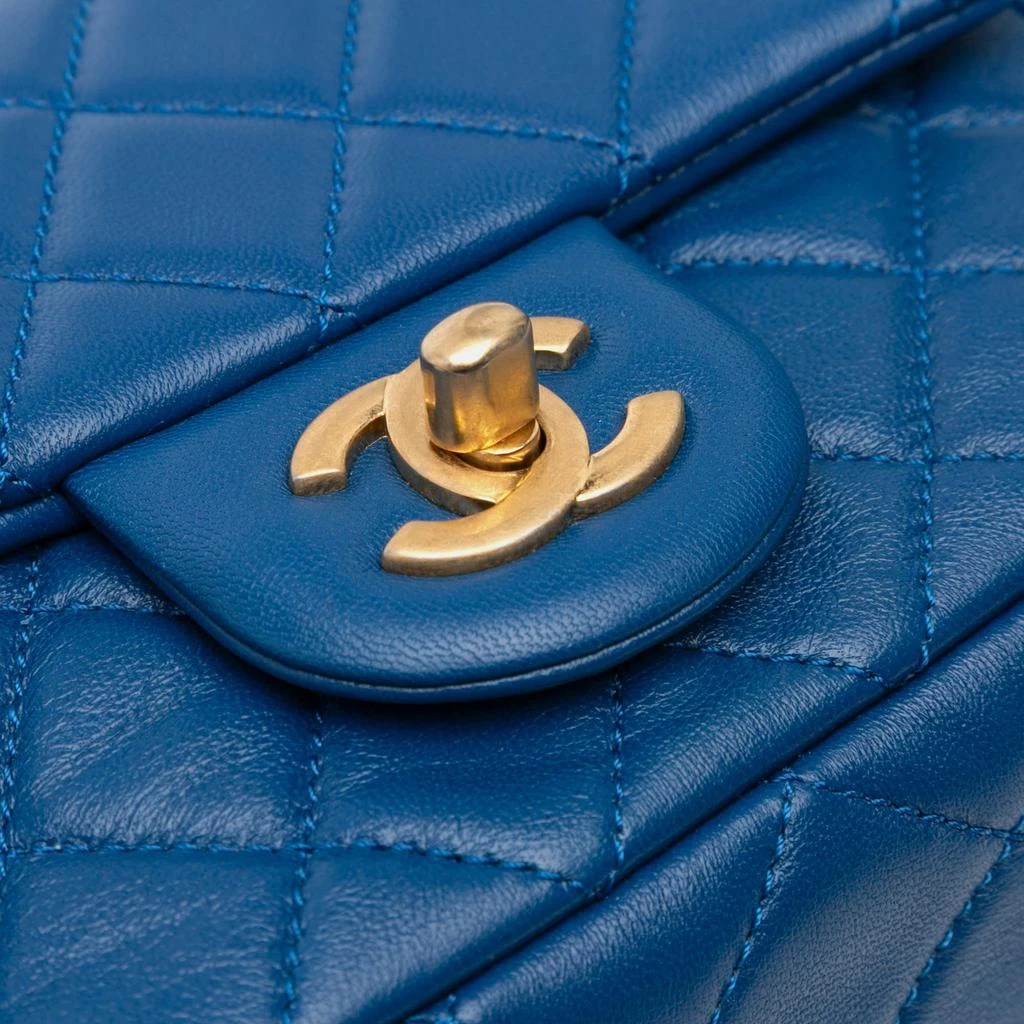 Chanel Chanel Blue Mini Square Classic Lambskin Pearl Crush Single Flap Bag 4