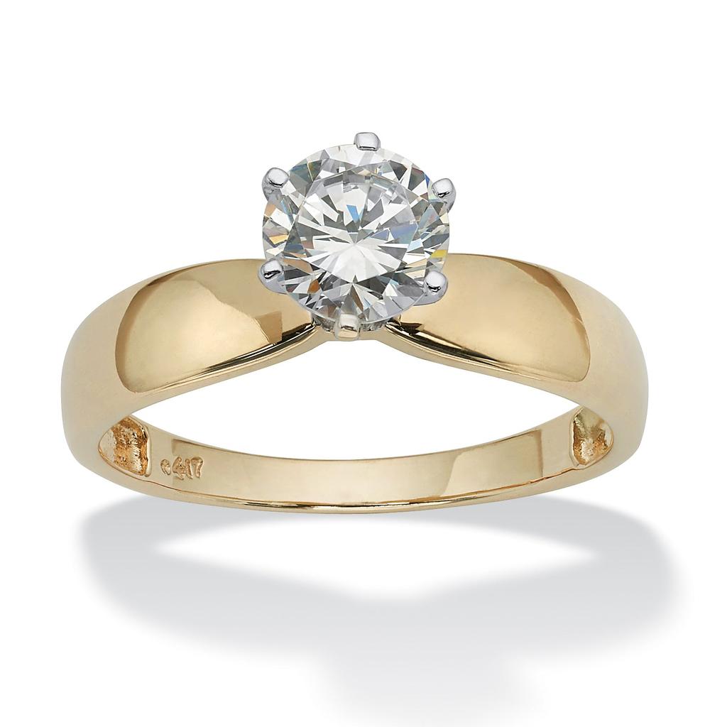 Palm Beach Jewelry 1.25 TCW Round Cubic Zirconia Solitaire Ring in 10k Yellow Gold