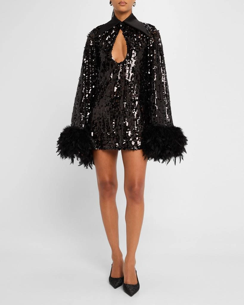 BRONX AND BANCO Farah Cutout Feather-Trim Sequin Mini Dress 4