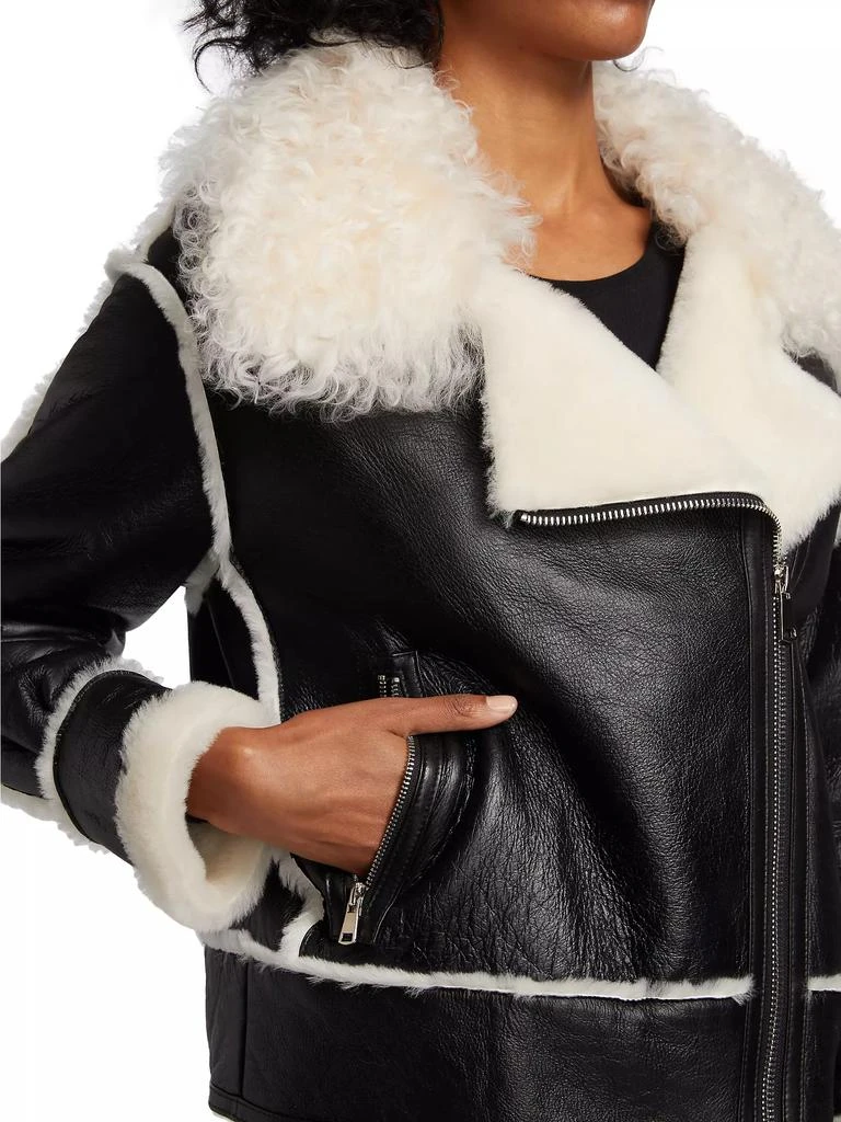 Maximilian Leather Shearling-Trimmed Moto Jacket 6