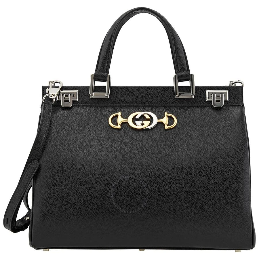 Gucci Ladies Zumi Grainy Leather Medium Top Handle Bag in Black 1