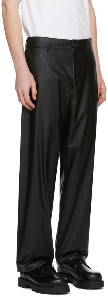 n.hoolywood Black Wide Faux-Leather Trousers