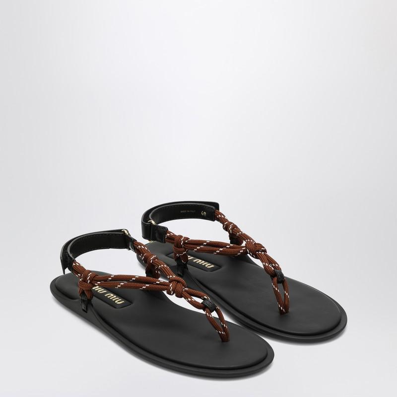 Miu Miu Tobacco-coloured Riviere sandal in rope and leather