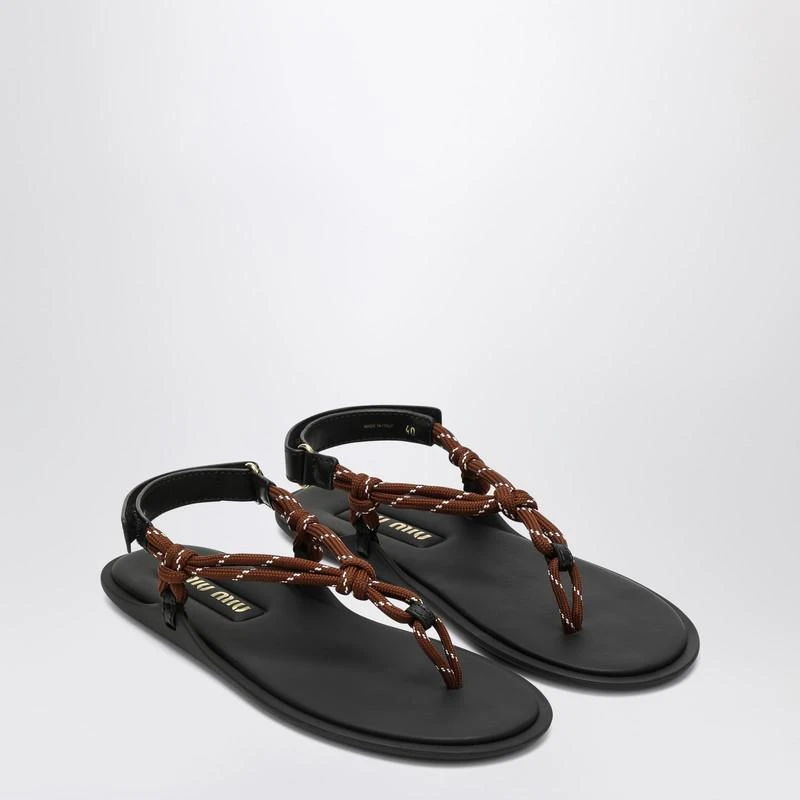 Miu Miu Tobacco-coloured Riviere sandal in rope and leather 2