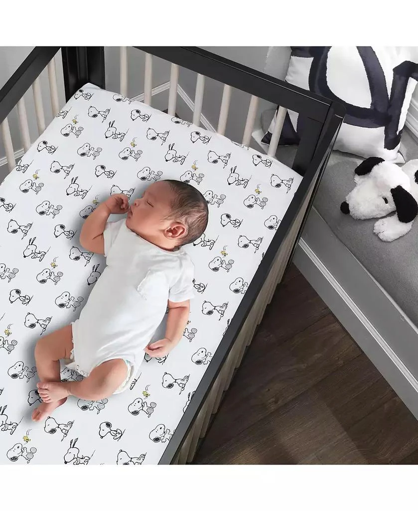 Lambs 
Ivy Baby Classic Snoopy 100% Cotton White/Black Fitted Crib Sheet 5