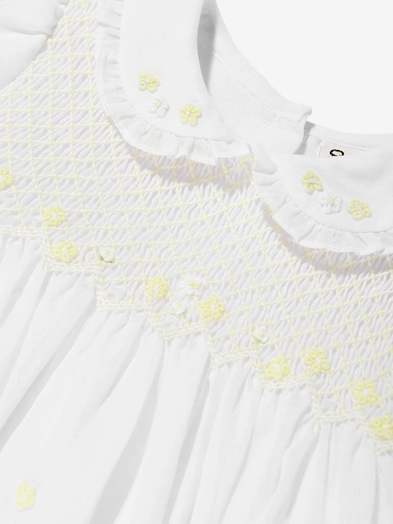 Sarah Louise Baby Girls Smocked Dress in White 3