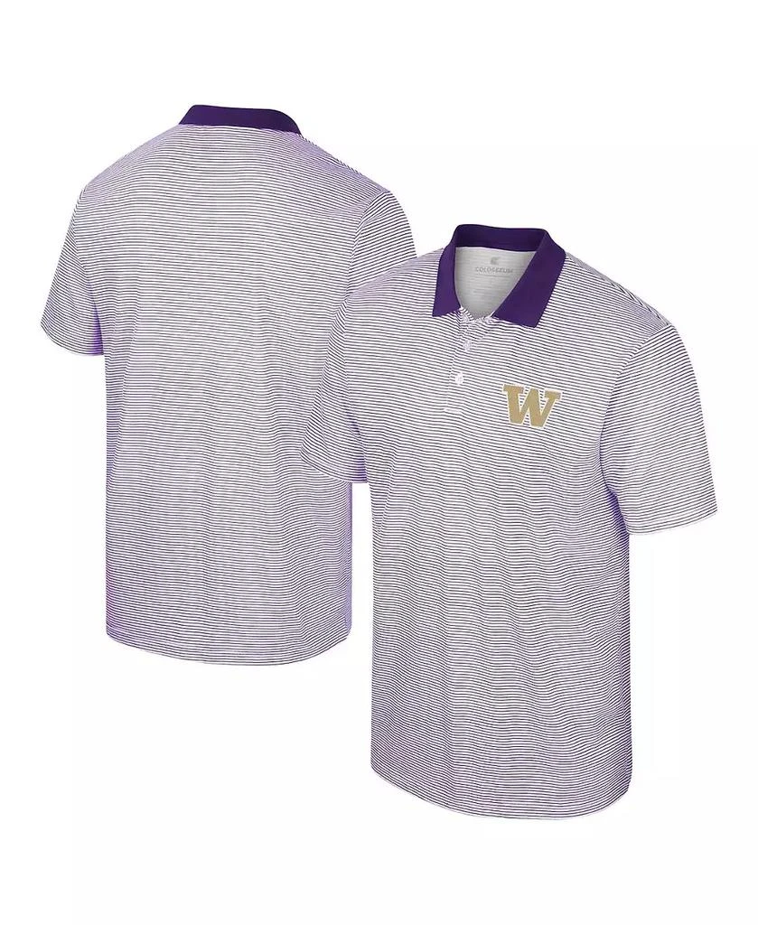 Colosseum Men's White, Purple ECU Pirates Print Stripe Polo Shirt 1