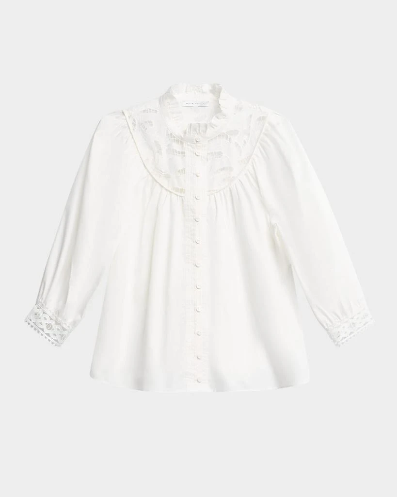 Tahari The Rylan Lace-Yoke Cotton Blouse 1