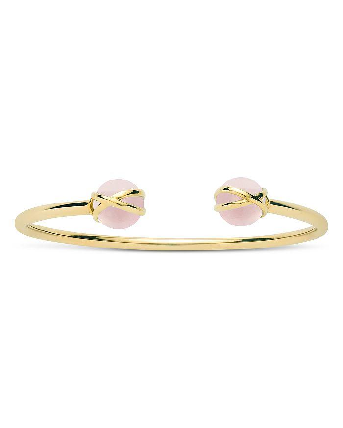 L. Klein 18K Yellow Gold Prisma Rose Quartz Bangle Bracelet