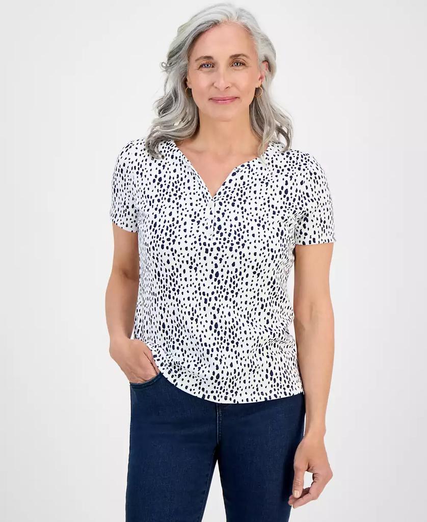 売れ筋商品|||スタイルアンドコー カットソー トップス レディース Petite Short-Sleeve Knit Henley, Exclusively at Macy's Indsutrial Blue Combo Style & Co Petite Short-Sleeve Knit Henley, Exclusively at