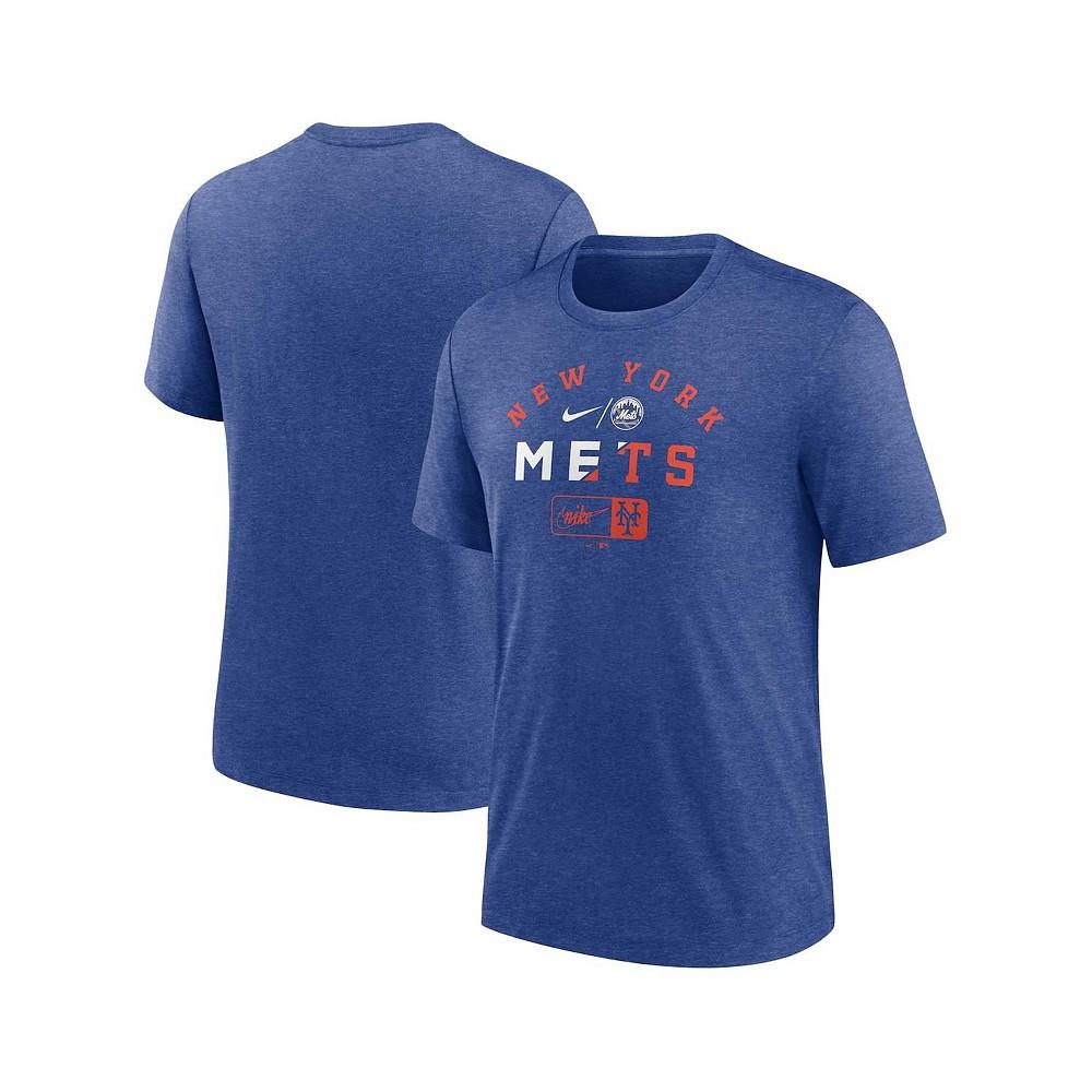 Nike Men's Heather Royal New York Mets Rewind Review Slash Tri-Blend T-shirt