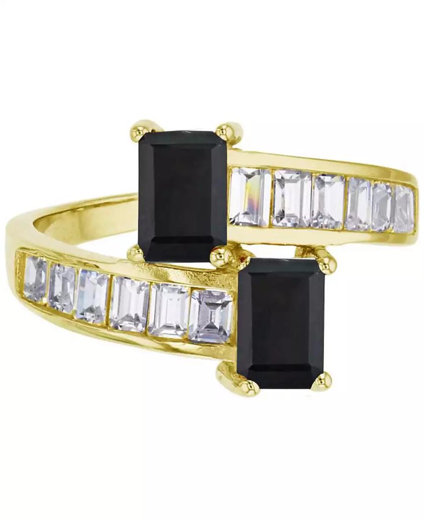 Macy's Cubic Zirconia Two Stone Ring (3.188 ct. t.w.) in 14K Yellow Gold Over Sterling Silver