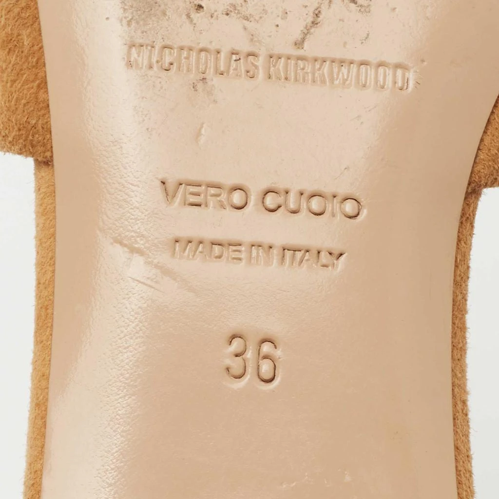 Nicholas Kirkwood Nicholas Kirkwood Tan Suede Pearl Embellished Flat Slides Size 36 8