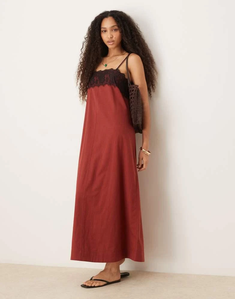Shop ASOS DESIGN Lace overlay midi cami dress in burgundy on Sale at  BeyondStyle  Get 60% Off ASOS DESIGN Lace overlay midi cami dress in  burgundy with Limited-Time Flash Deals, Exclusive