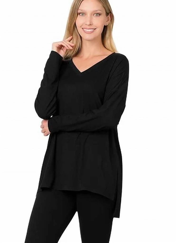 ZENANA Just Relax Loungewear Set In Black 2