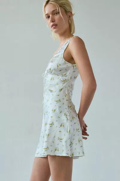 Kiss The Sky Kiss The Sky Camille Lace-Trim Satin Slip Mini Dress