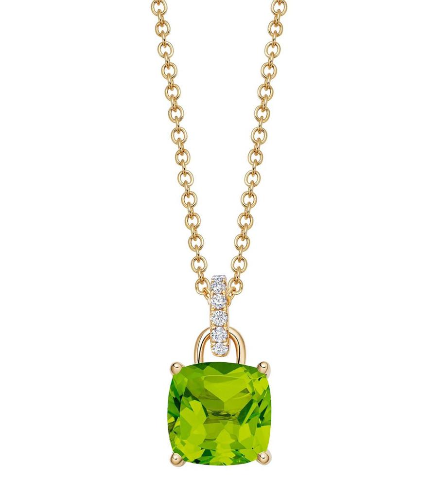Kiki McDonough Yellow Gold, Diamond and Peridot Kiki Classics Pendant Necklace