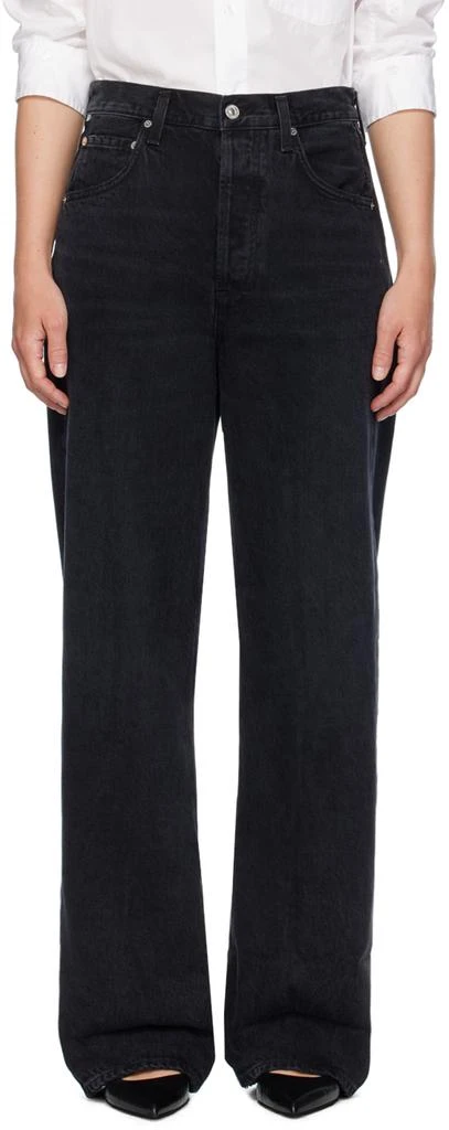 Citizens of Humanity Black Ayla Baggy Cuffed Crop Jeans 1