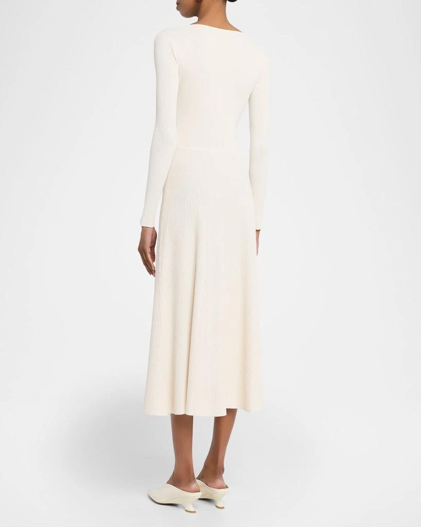 MARIA MCMANUS Ribbed Bustier Long-Sleeve Midi Dress 3