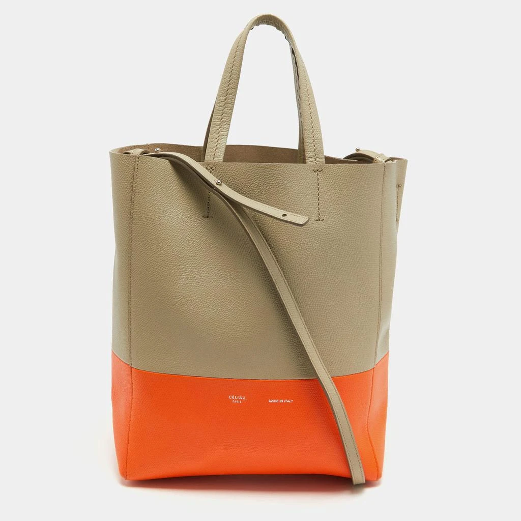 Celine Celine Beige/Orange Leather Small Vertical Cabas Tote 1