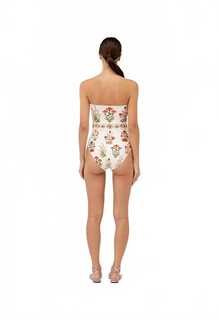 Agua by Agua Bendita Ilusion Canna Strapless One-Piece Swimsuit In Neutral/red 2