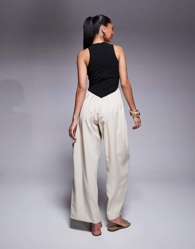 ASOS ASOS DESIGN hybrid wide leg jersey and cupro jumpsuit