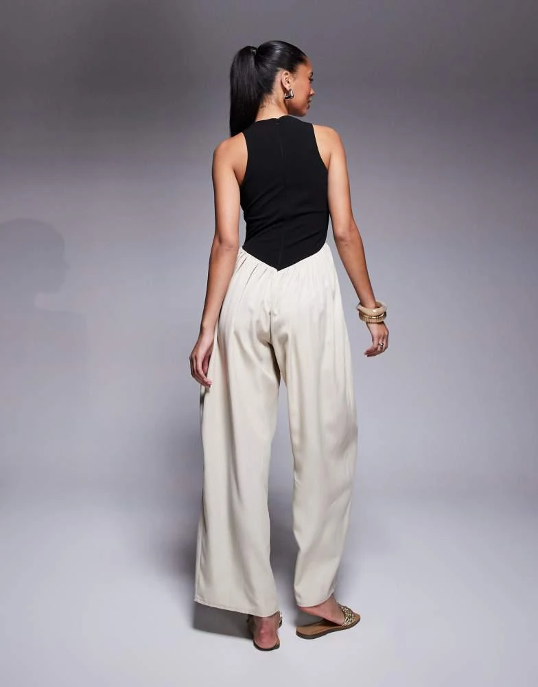 ASOS ASOS DESIGN hybrid wide leg jersey and cupro jumpsuit 2