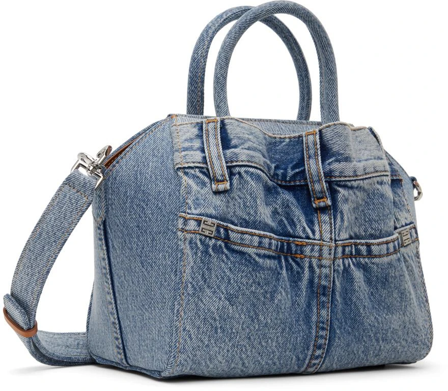 Givenchy Blue Mini Antigona Lock Denim Bag 3