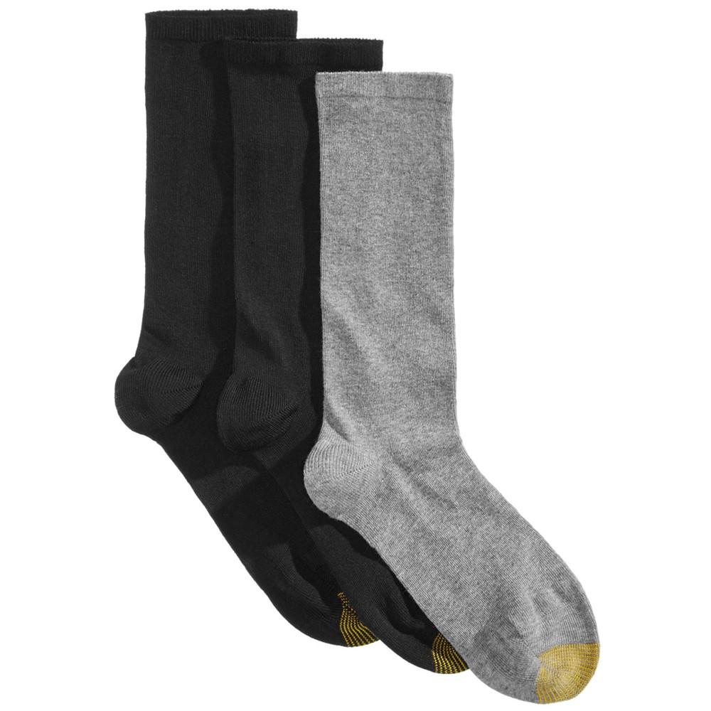 Gold Toe Women's 3-Pack Wellness Non-Binding Flat Knit Crew Socks