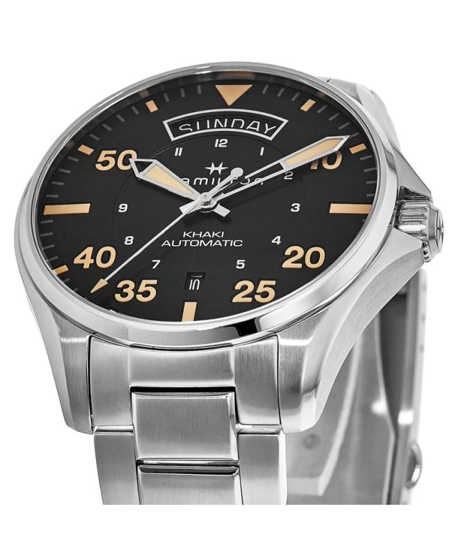 Hamilton Hamilton Khaki Aviation Pilot Day Date Auto Black Dial Stainless Steel Men's Watch H64645131 3