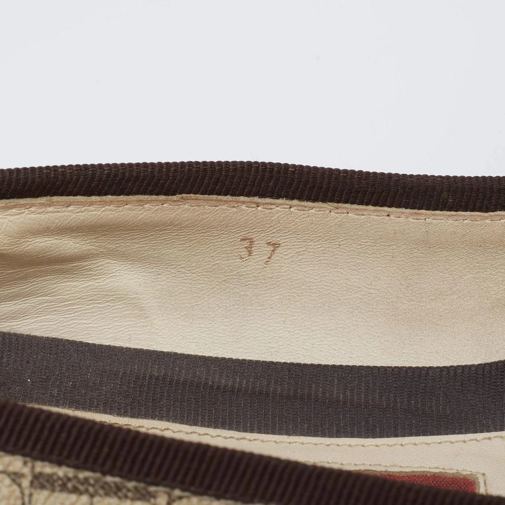 Carolina Herrera CH Carolina Herrera Cream Monogram Canvas Bow Cap Toe Ballet Flats Size 37 8