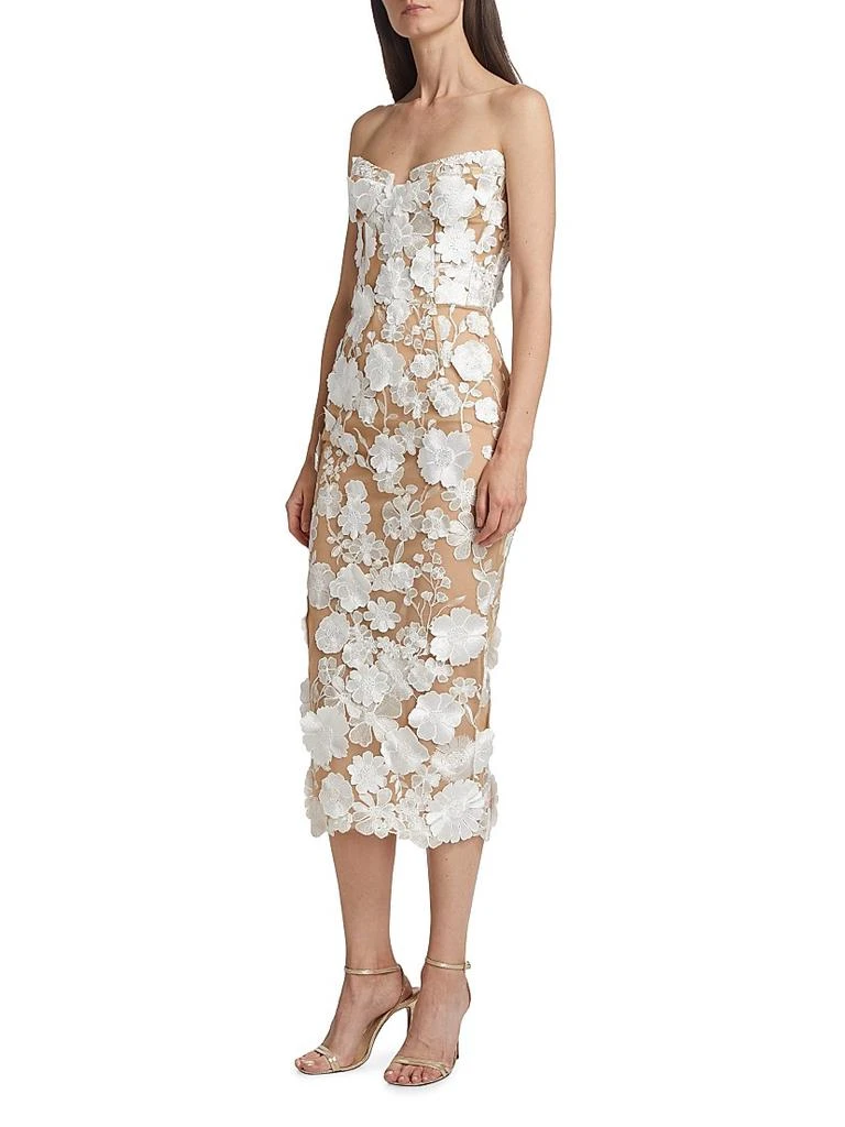 BRONX AND BANCO Jasmine 3D Floral Strapless Midi-Dress 4