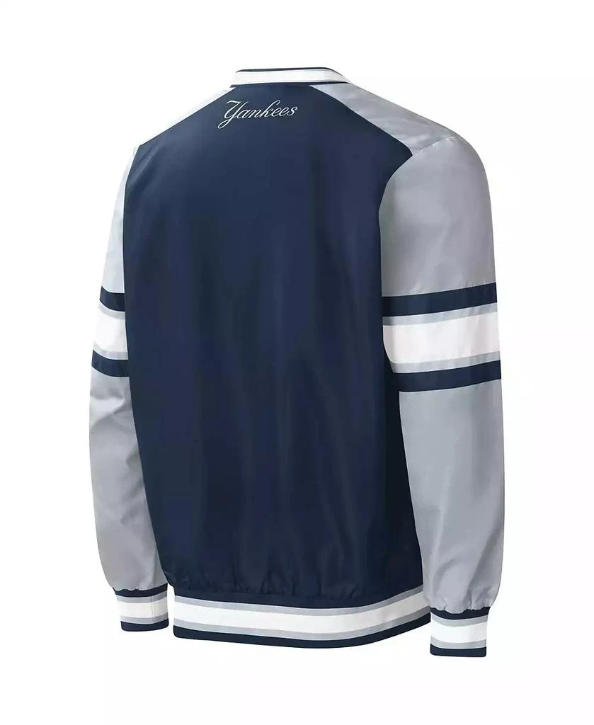 Starter Men's Navy New York Yankees Yardline V-Neck Pullover Windbreaker 3