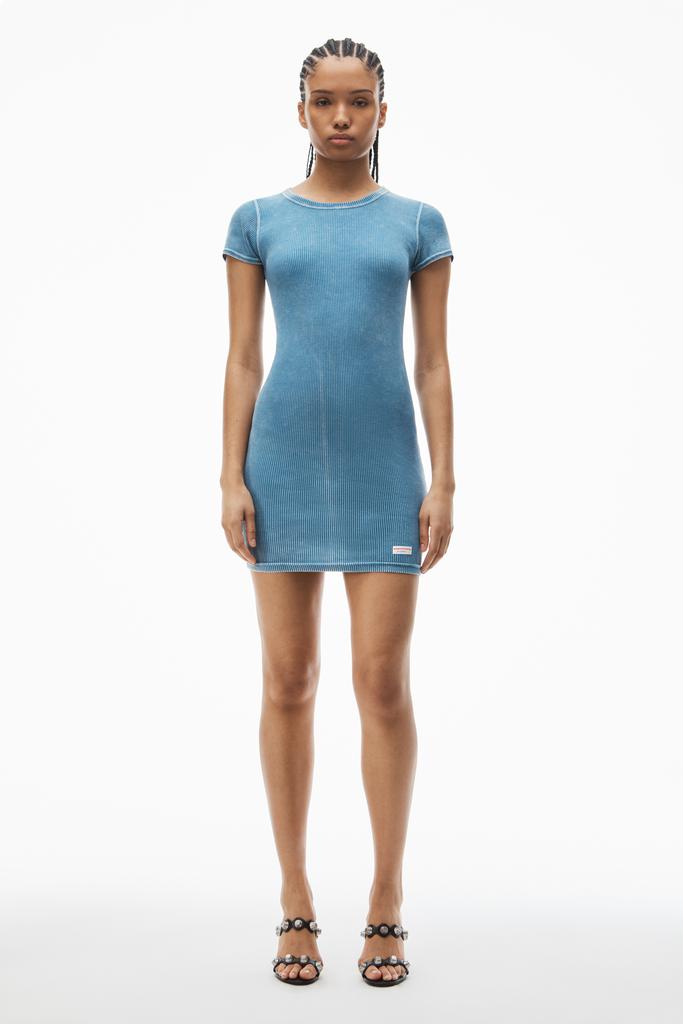 Alexander Wang short sleeve loungewear dress in ribbed cotton