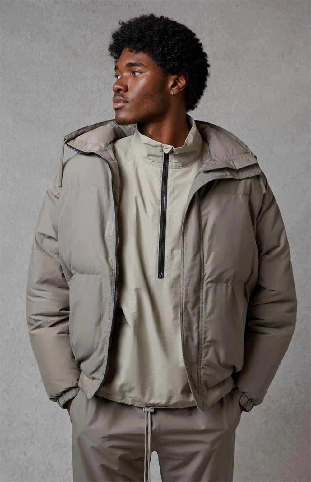 Essentials Taupe Puffer Jacket 5