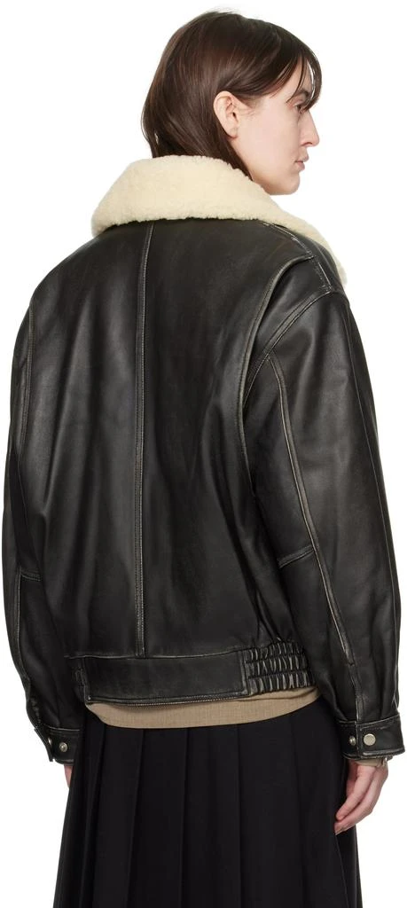 Dunst Black Aviator Leather Bomber Jacket 3