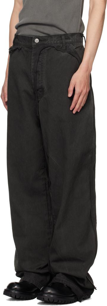 ALEXANDER DIGENOVA Black Underground Cutout Denim Cargo Pants