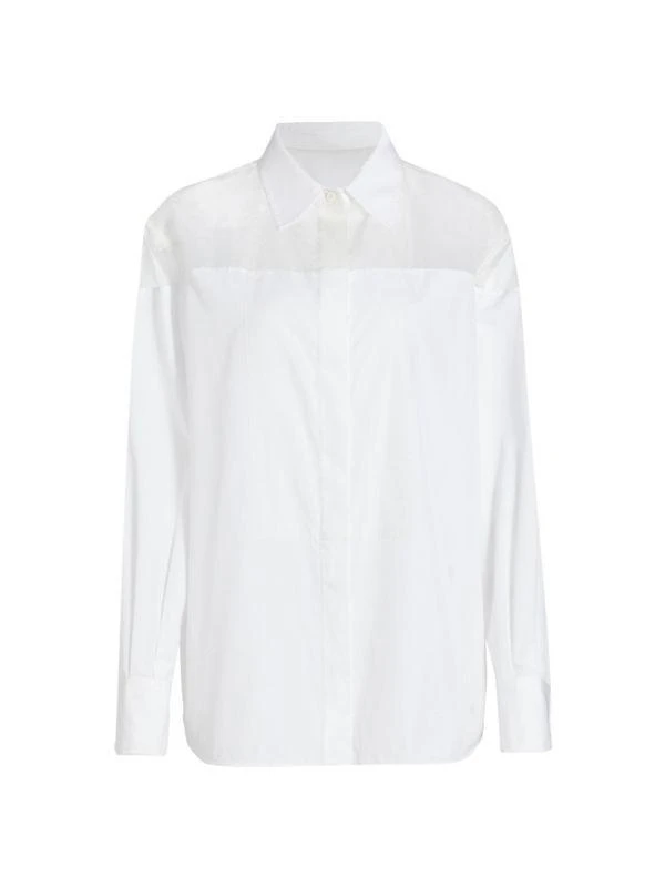 Helmut Lang Poplin Cotton Sheer Yoke Tuxedo Shirt 6
