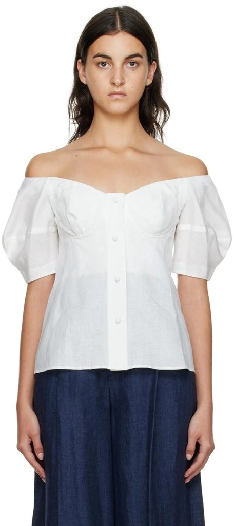 Chloé White Off-The-Shoulder Blouse 1